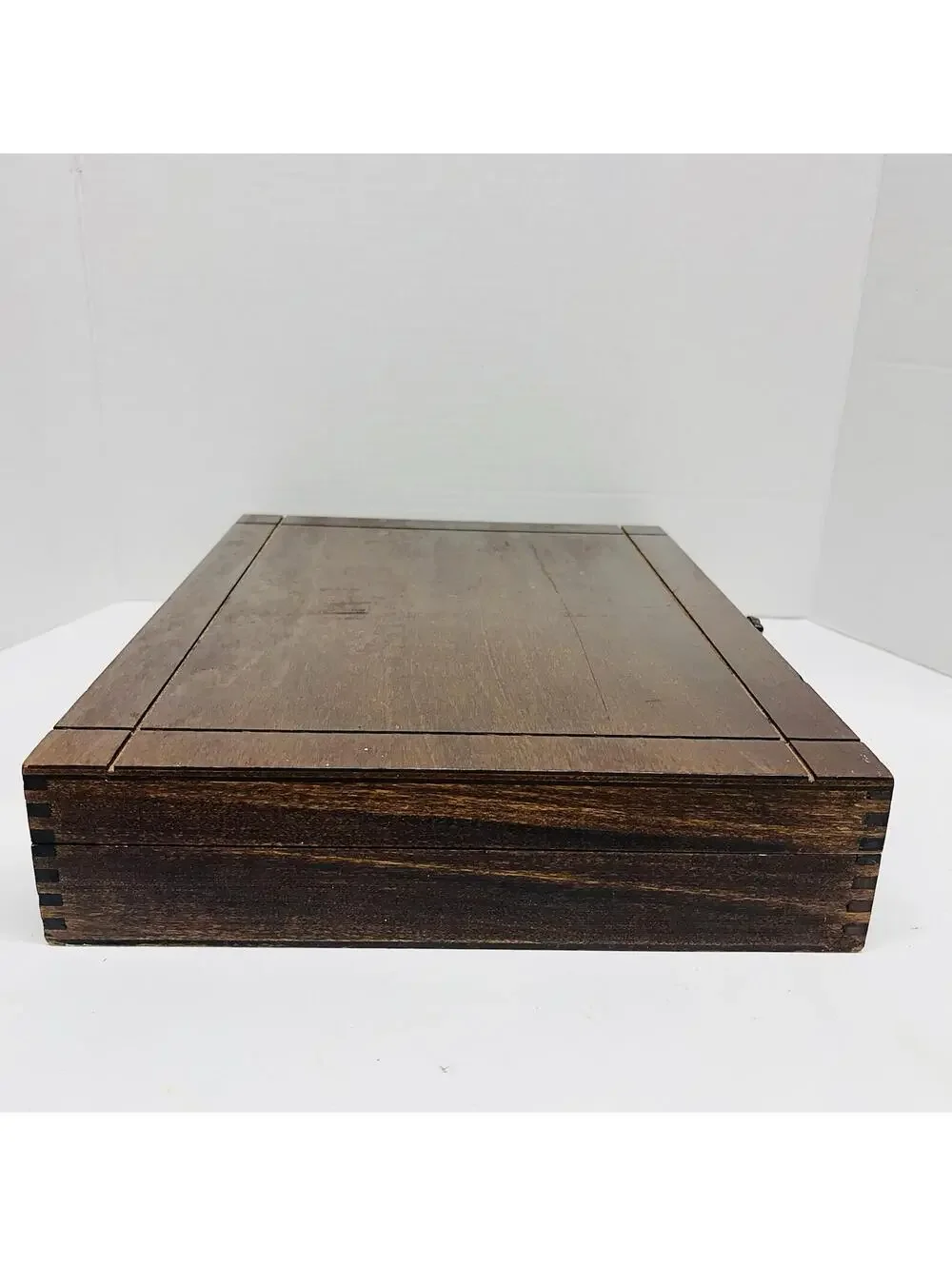 Naken's Brown Silverware Chest Tarnish Proof Cloth Lining Red 14.5x11x3
